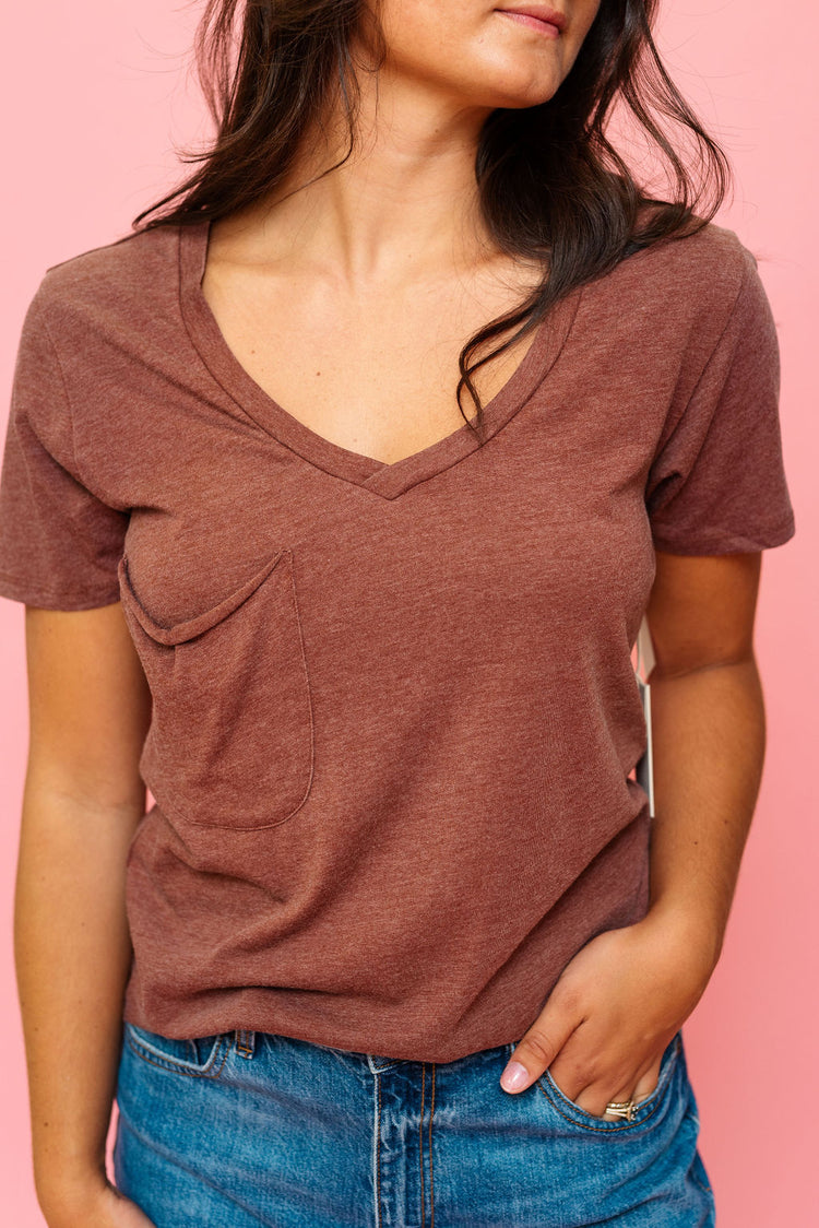 Z Supply Pocket Tee in Dark Rosewood