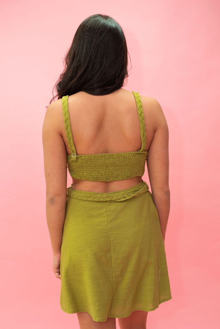 Olive Glamping Belted Mini Dress