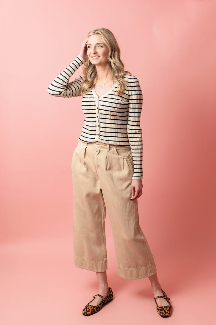 Loose Fit Denim Pants in Ecru