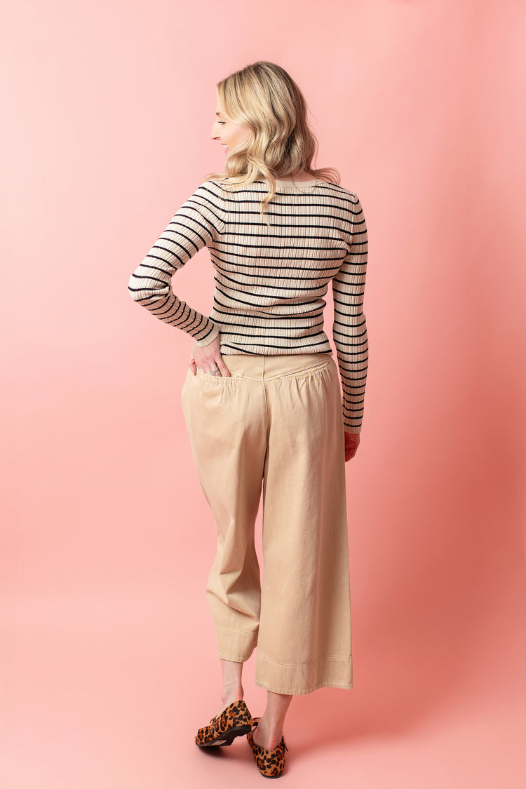 Loose Fit Denim Pants in Ecru