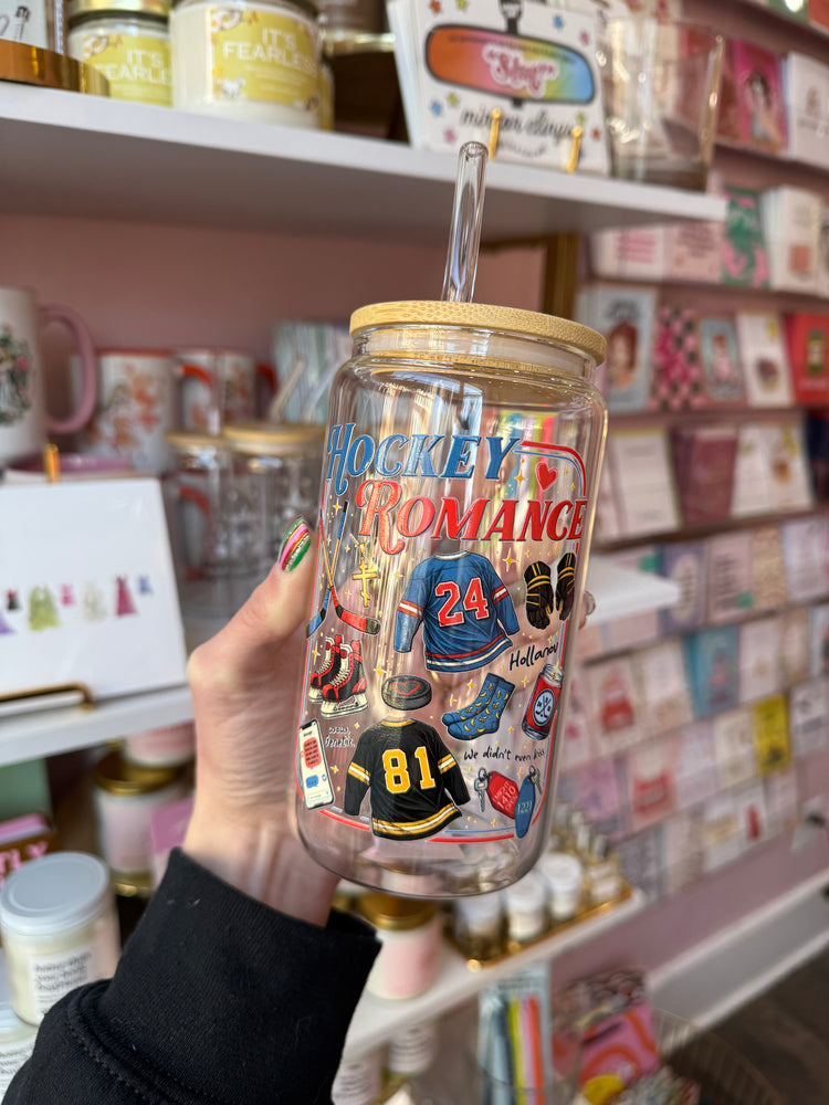 Hockey Romance Glass Cup