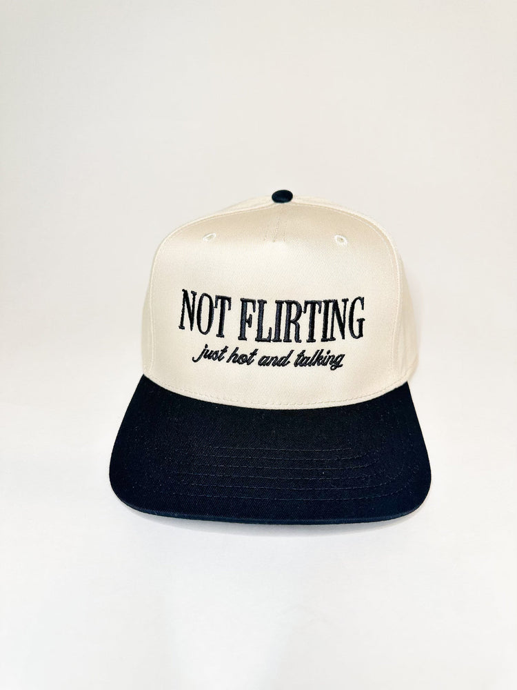 Not Flirting Just Hot Embroidered Hat in Black