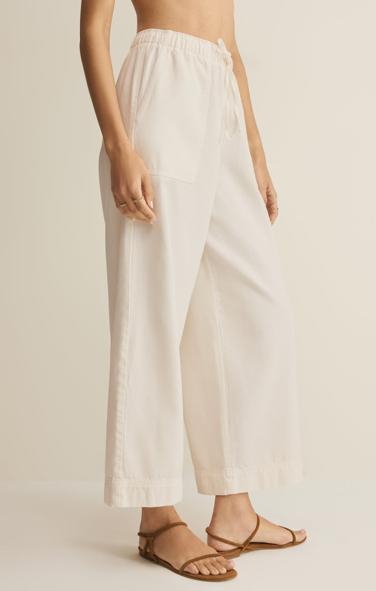 Z Supply Daycation Twill Wide Leg Utility Pant in Cloud