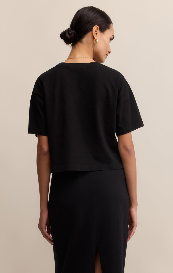 Z Supply On the Go Jersey Cotton Tee in True Black