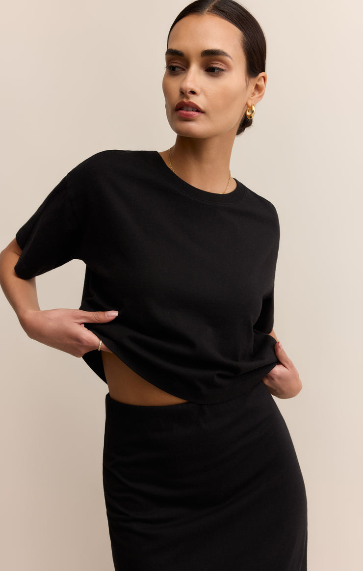 Z Supply On the Go Jersey Cotton Tee in True Black