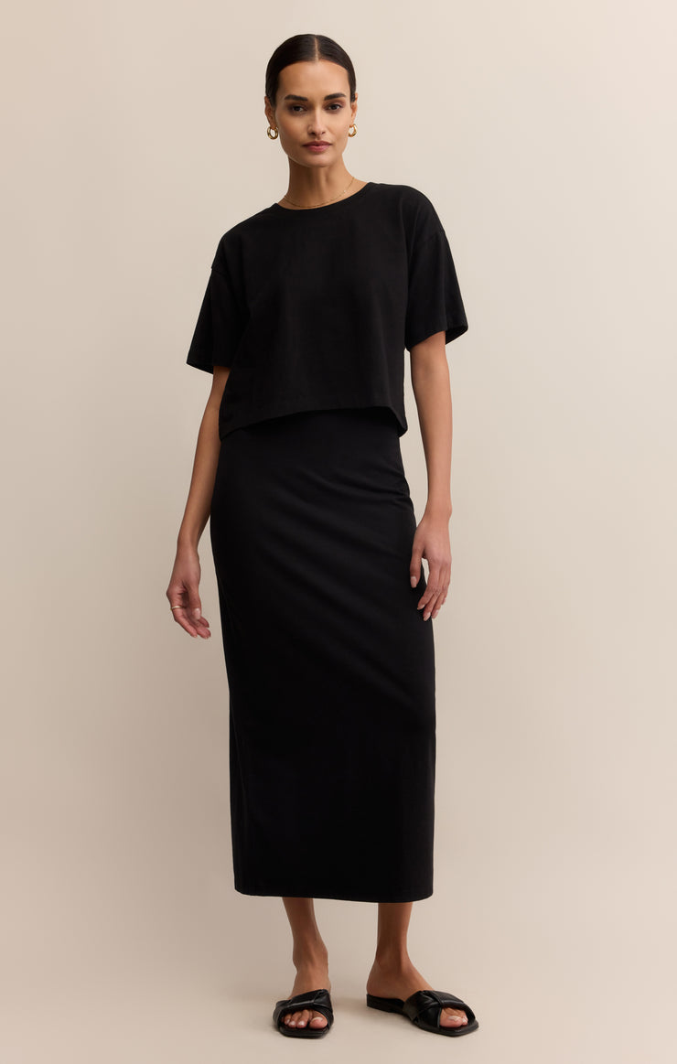 Z Supply On the Go Jersey Cotton Tee in True Black