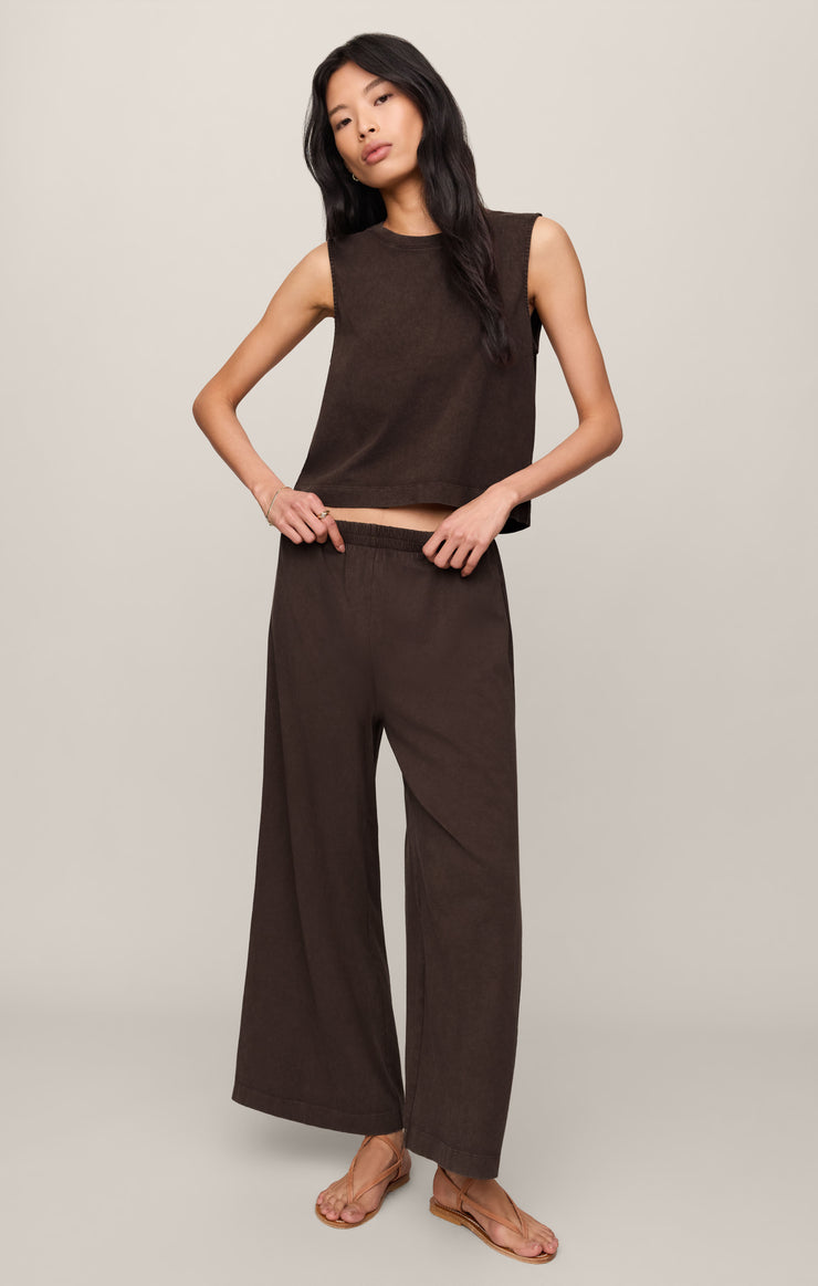 Z Supply Scout Jersey Crop Flare Pant in Dark Chocolate