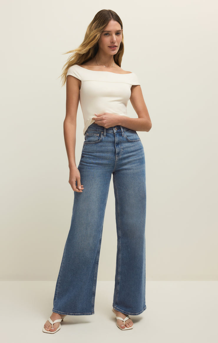 Z Supply Second Skin Off the Shoulder Top in Cloud