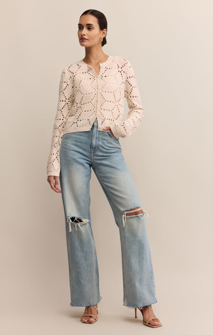 Z Supply Rosalyn Diamond Sweater Cardigan in Crystal
