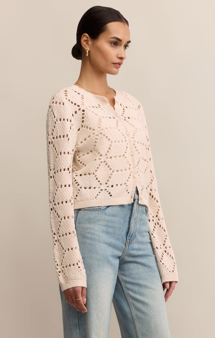 Z Supply Rosalyn Diamond Sweater Cardigan in Crystal