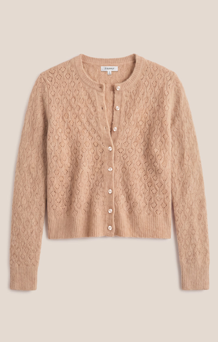 Z Supply Medina Open Knit Cardigan in Toasted Almond