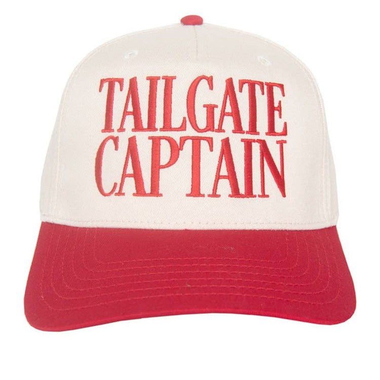 Tailgate Captain Embroidered Hat in Red/Tan