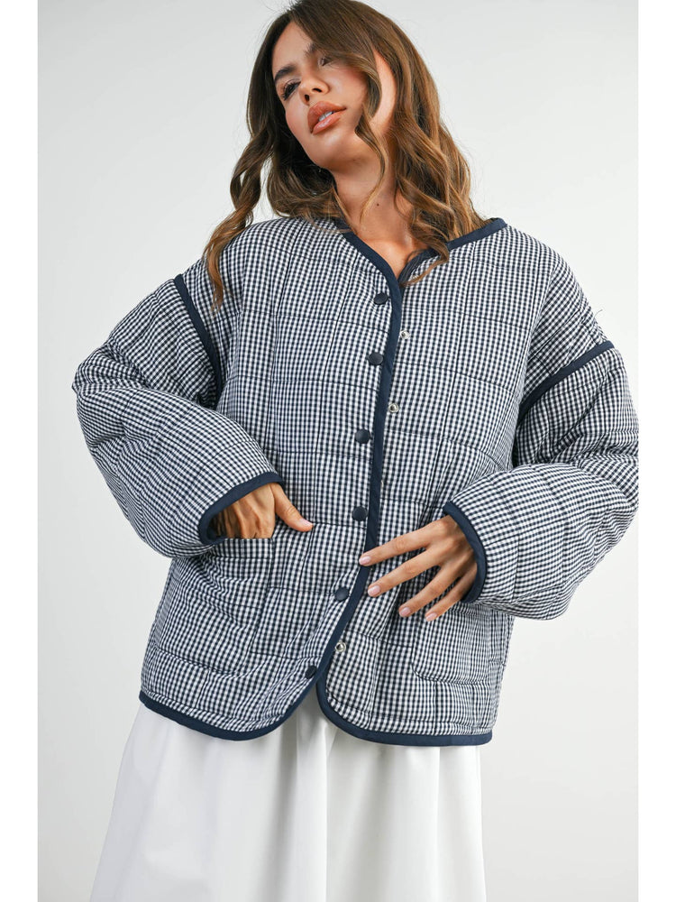 Gingham Quilted Puffer Jacket