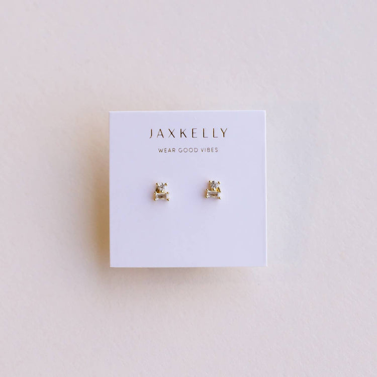 JaxKelly White CZ Double Stud Stack
