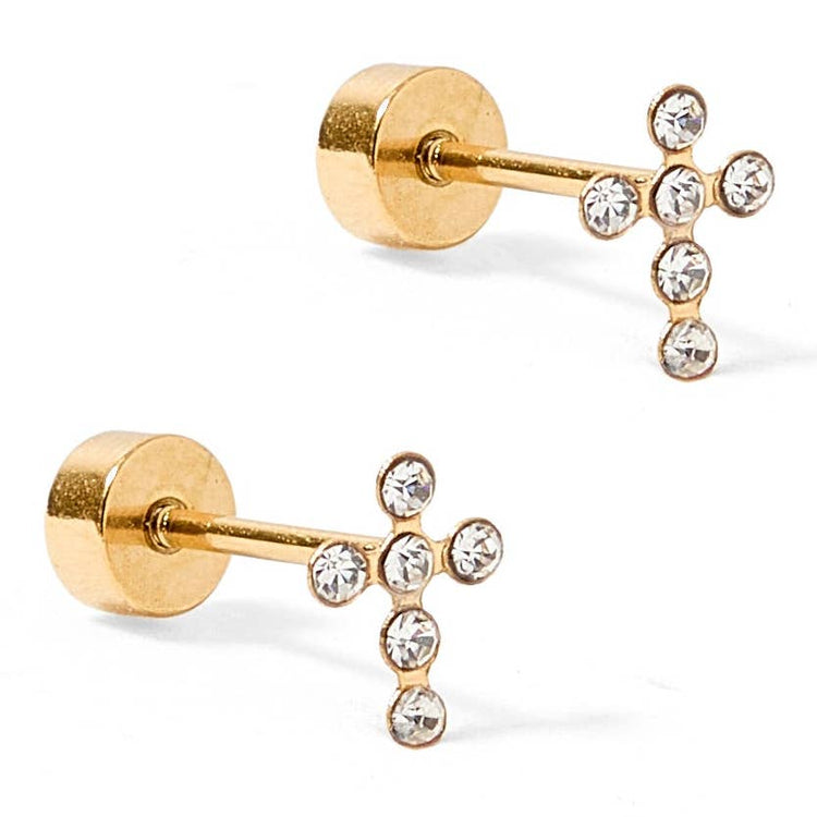 Clara Cross Sparkle Stud Earrings