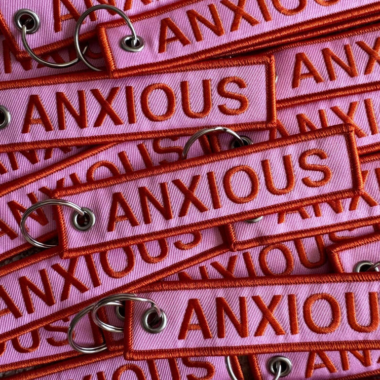 Anxious Embroidered Keychain