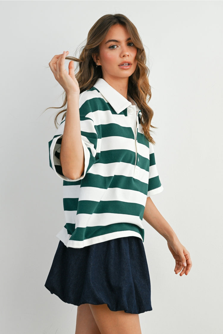 Striped Oversized Polo Shirt