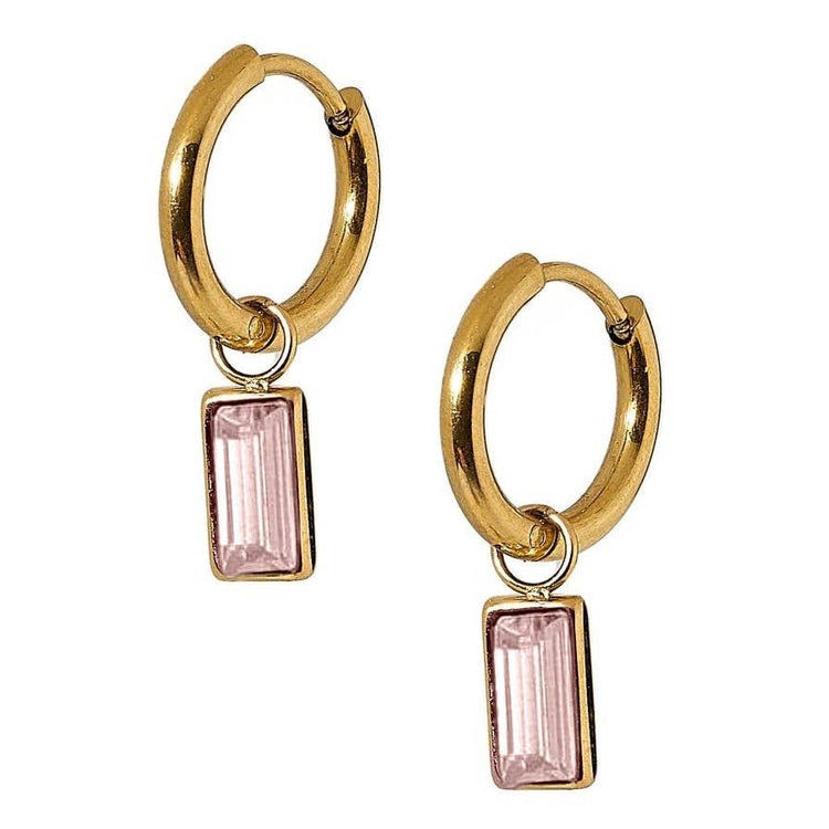 Edith Huggie Charm Earrings in Pink