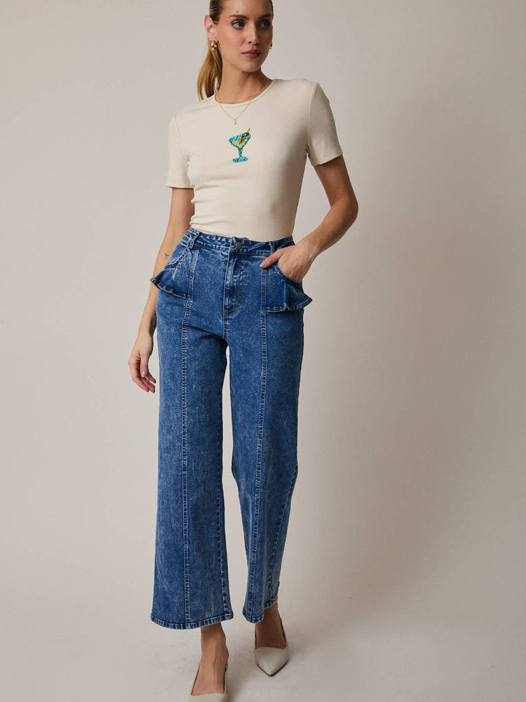 Martini Ribbed Beaded Top