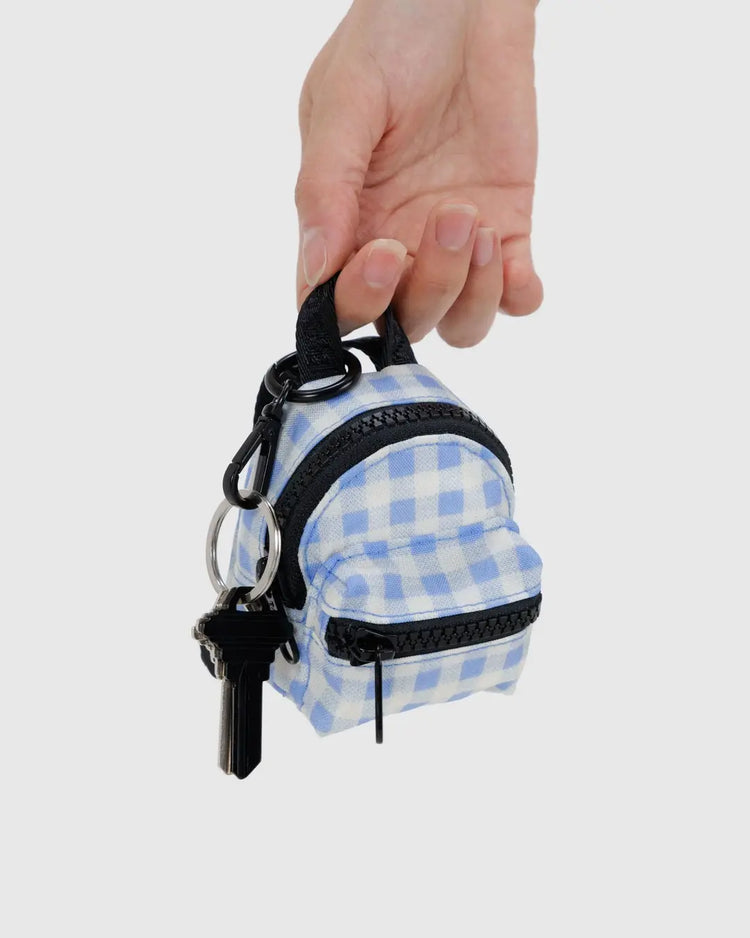 Baggu Backpack Charm in Light Blue Gingham