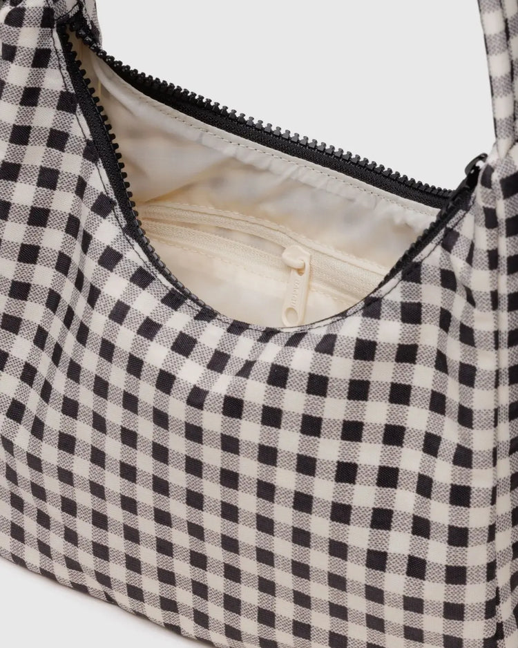 PREORDER Baggu Mini Nylon Shoulder Bag in Black & White Gingham