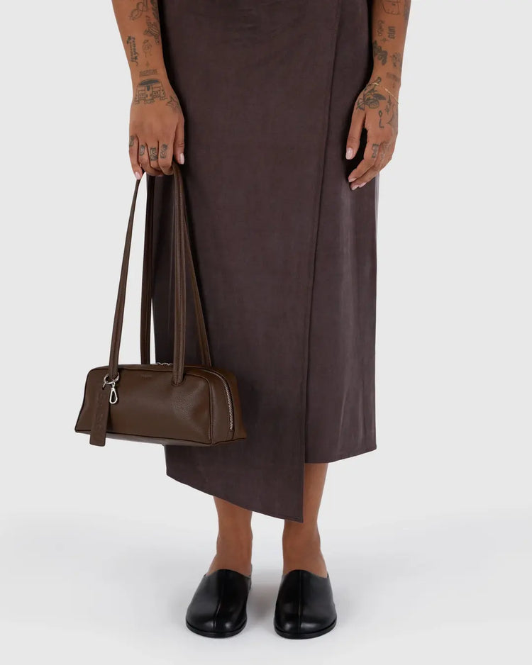PREORDER Baggu Small Recycled Leather Bowler Bag in Brown