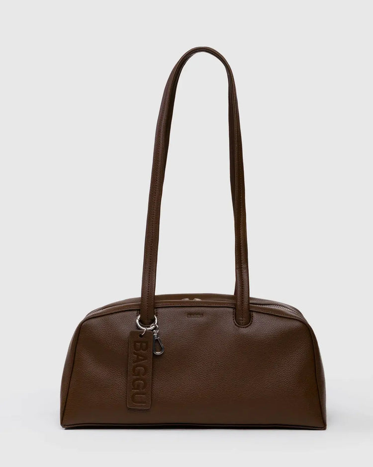 Baggu Recycled Leather Bowler Bag in Brown