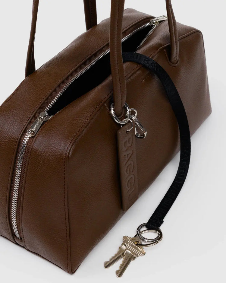 Baggu Recycled Leather Bowler Bag in Brown