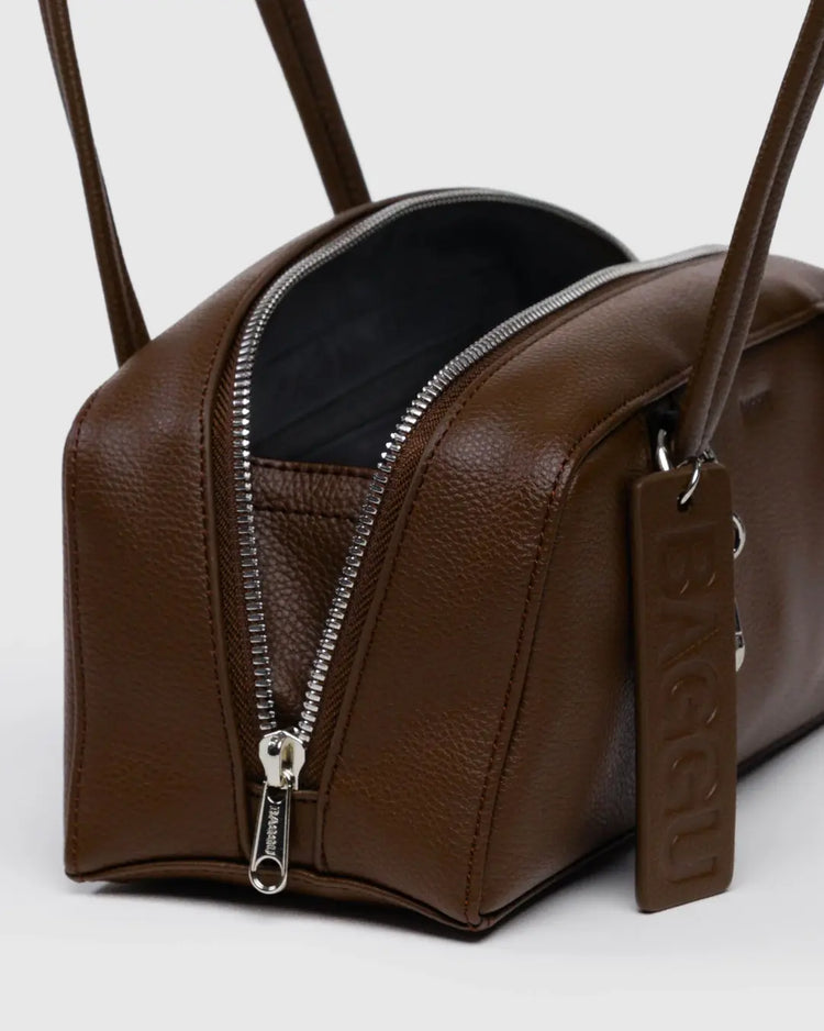 PREORDER Baggu Small Recycled Leather Bowler Bag in Brown