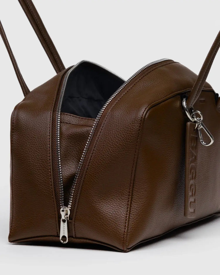 Baggu Recycled Leather Bowler Bag in Brown