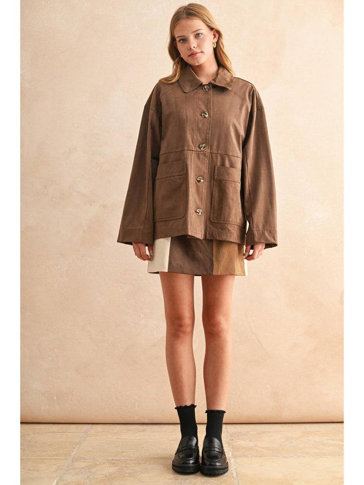 Patch Work Effect Suede Skirt