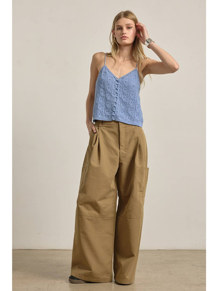 Knit Button Front Cami Top