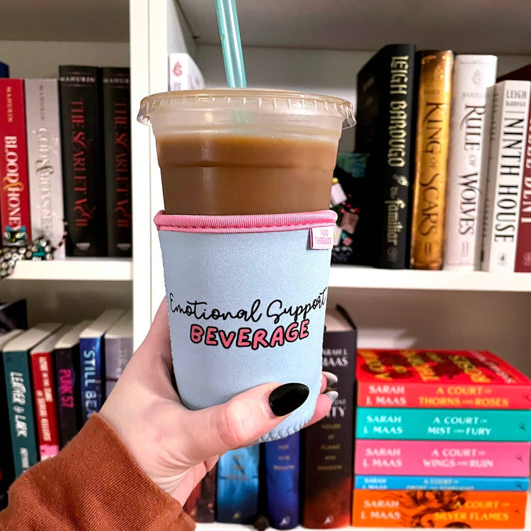 Blue Emotional Support Iced Coffee Drink Sleeve SMALL