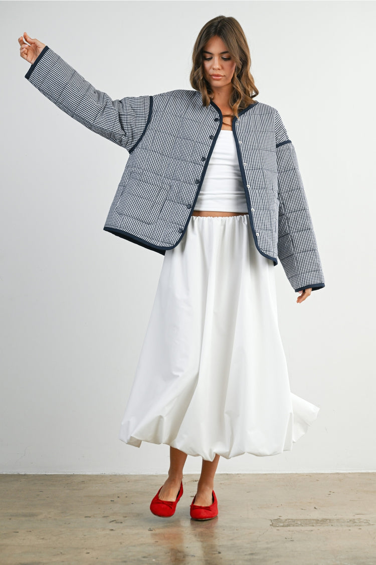 Gingham Quilted Puffer Jacket