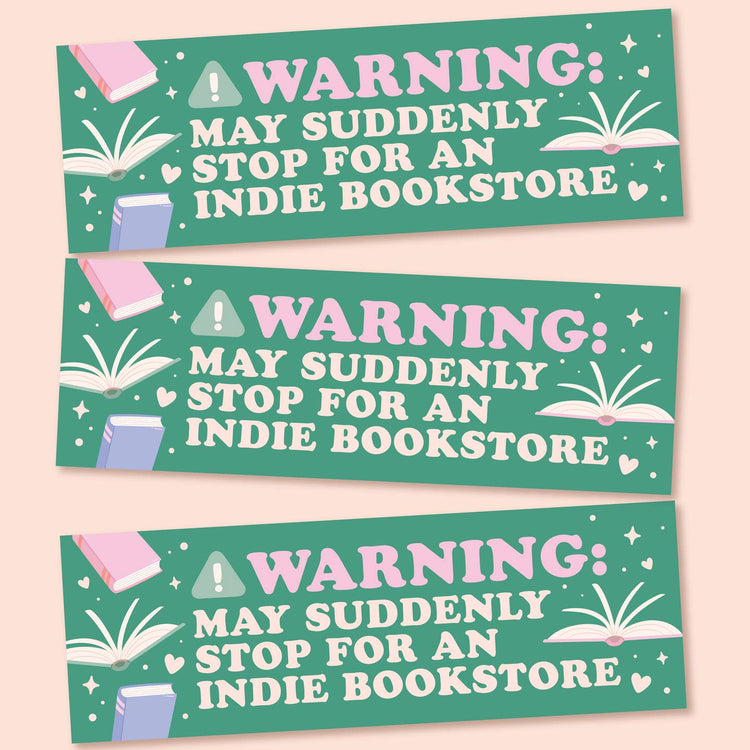Green Stop For Bookstores Magnetic Bumper Sticker