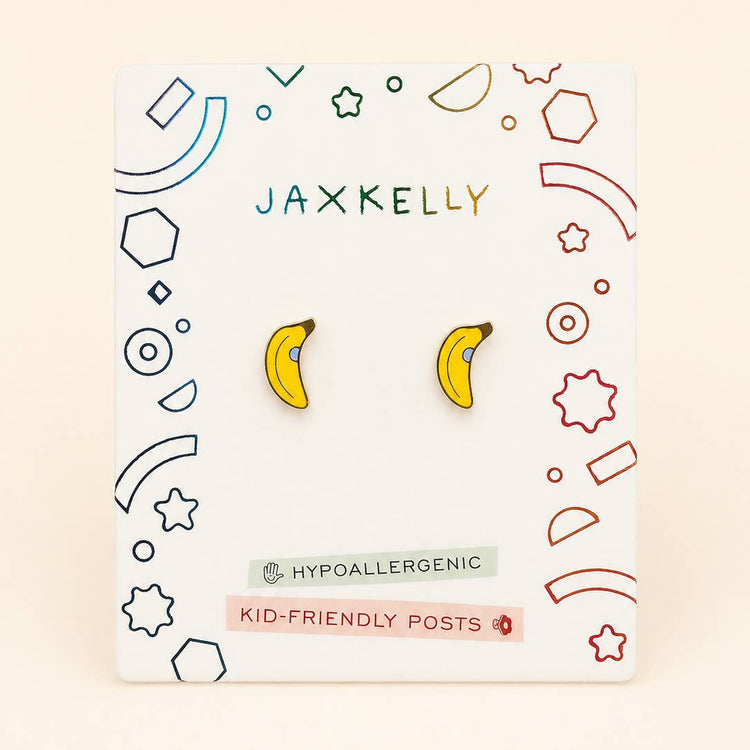 Banana Enamel Flat Back Kids Earrings