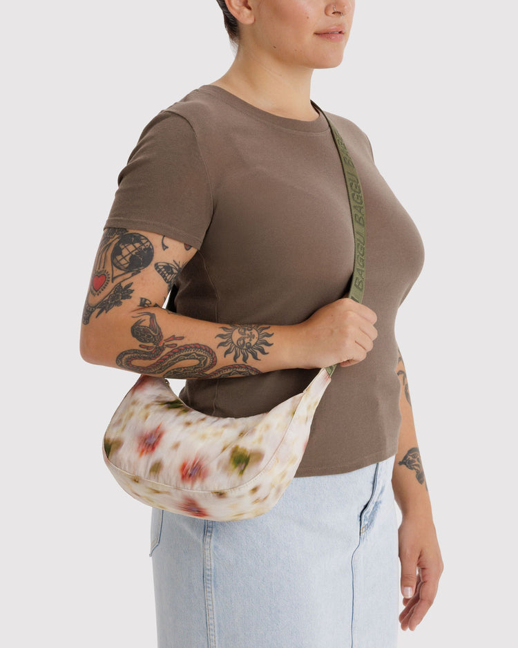 Baggu Small Nylon Crescent Bag in Abstract Flower