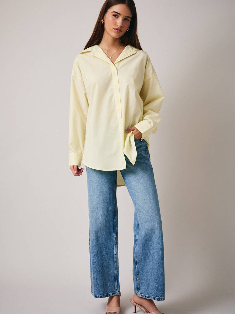 Long Sleeve Overfit Shirt in Butter Yellow