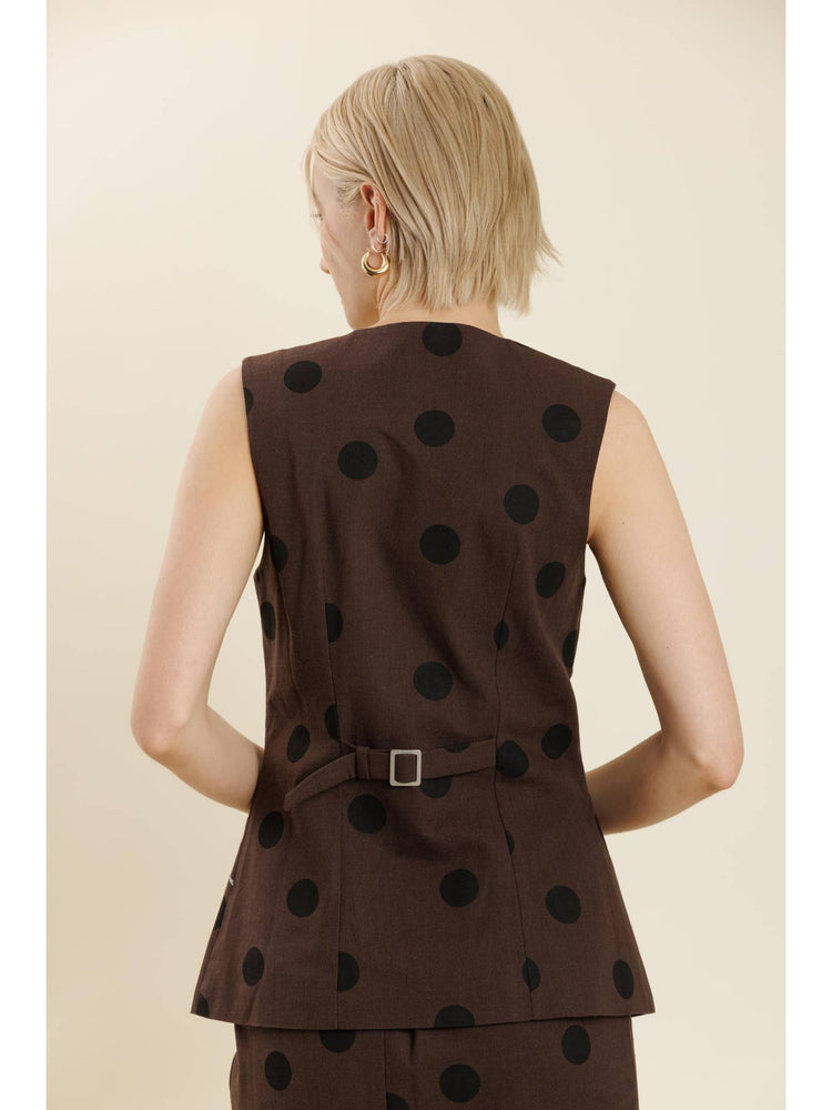 Linen Vest with Ruffle Pockets