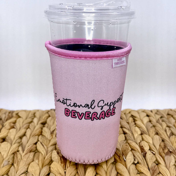 Pink Emotional Support Iced Coffee Drink Sleeve MEDIUM
