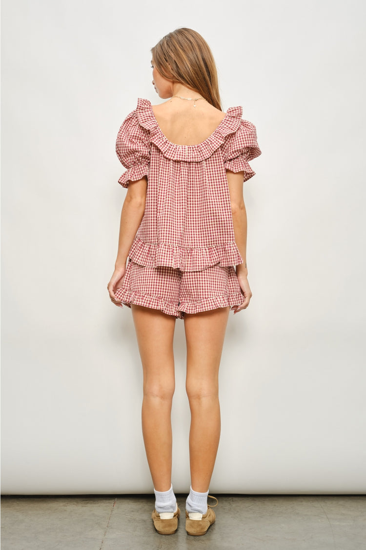Kora Frill Gingham Top