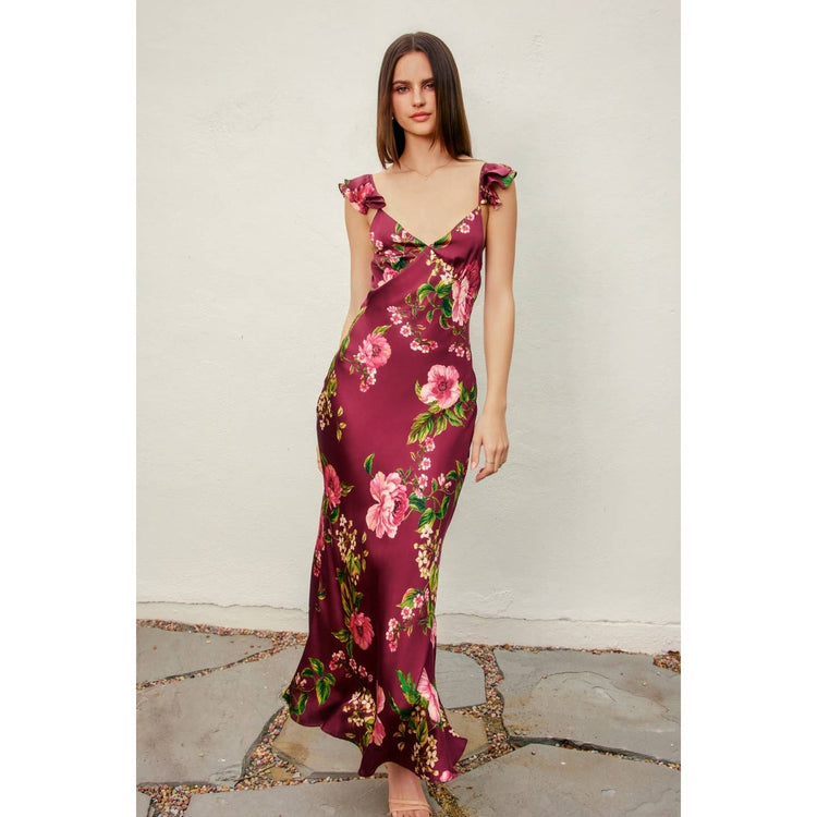 Perfect Option Flutter Shoulder Maxi Dress