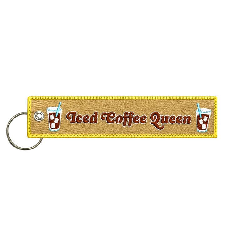 Iced Coffee Queen Embroidered Keychain