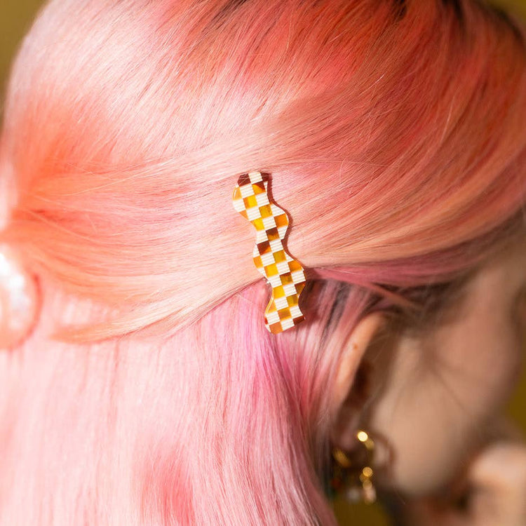 Squiggle Clips in Checkerboard