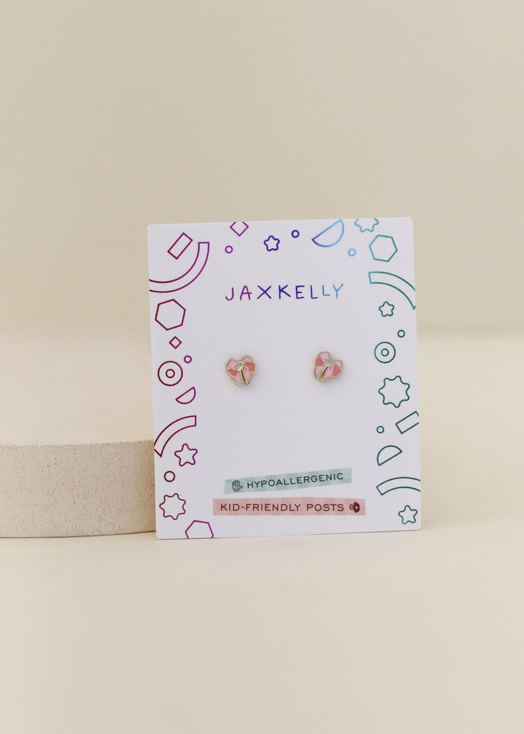 Bow Enamel Flat Back Kids Earrings