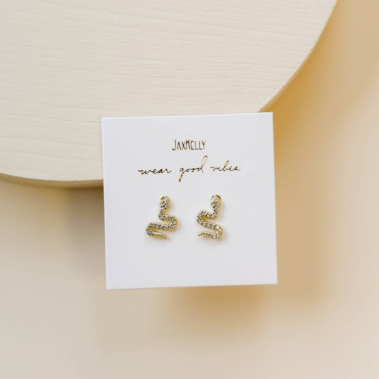 JaxKelly Pave Gold Snake Studs