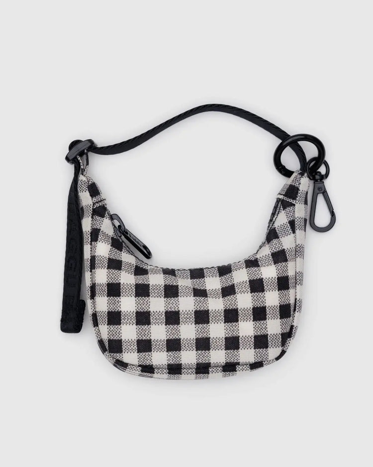 PREORDER Crescent Bag Charm in Black & White Gingham