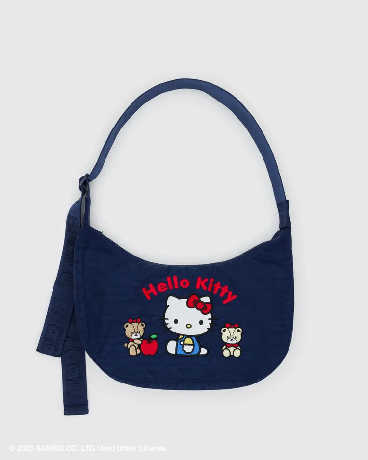 Baggu Medium Nylon Crescent Bag in Embroidered Hello Kitty & Teddy