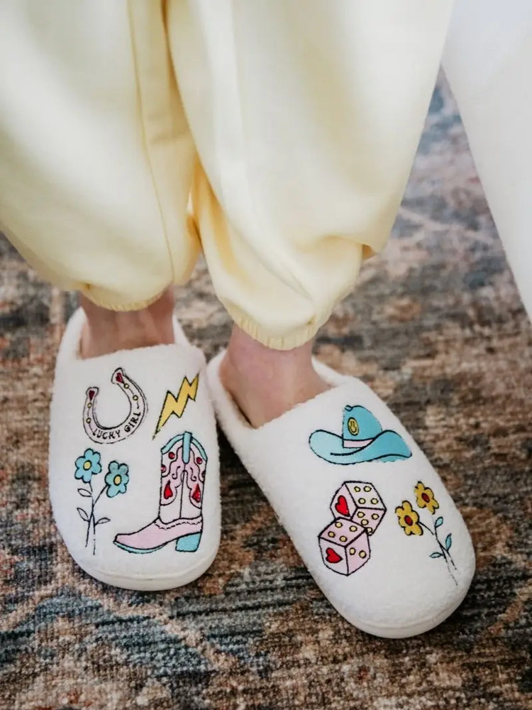 Lucky Cowgirl Icons Slippers
