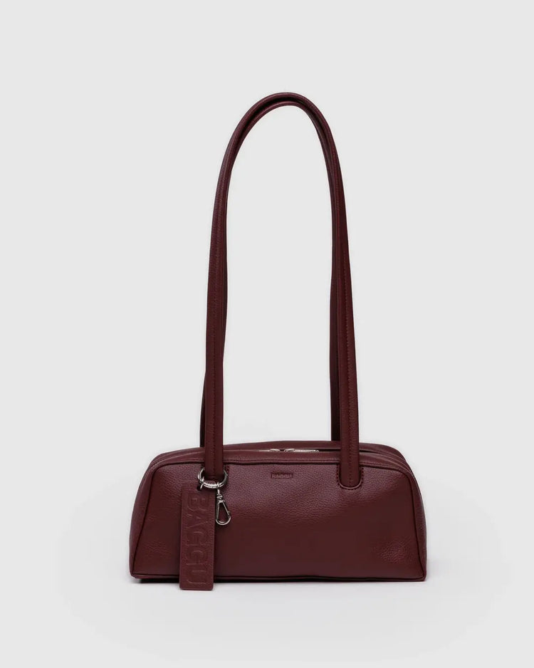 PREORDER Baggu Small Recycled Leather Bowler Bag in Mahogany